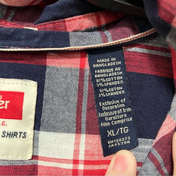 Wrangler Flannel Red White and Blue Pattern Men's XL - Picture 4 of 5